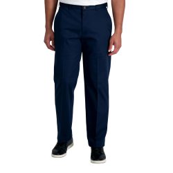 HAGGAR 男士高级经典版型可扩腰长裤,Dark Navy,34W x 32L