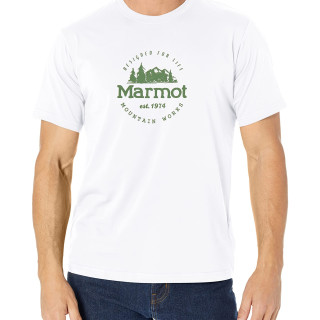 MARMOT 男士短袖T恤 棉质舒适透气 丝网印刷图案 户外运动休闲 白色 X大码
