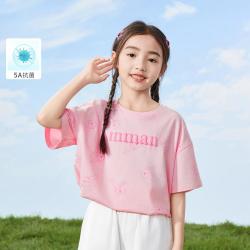 茵曼 26夏装新款儿童透气舒适IP印花短袖上衣