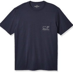 vineyard vines 适合成人 男性 时尚T恤 短袖复古鲸鱼口袋T恤 V领 短袖 经典版型 Blue Blazer X-Large