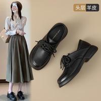 则则 平底单鞋真皮软皮小皮鞋真皮单鞋女春秋乐福鞋女单鞋