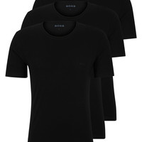 HUGO BOSS 男士 RN T 恤，经典棉质内衣，带徽标，三件套,新 - Black1,L