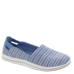 Clarks 女士帆布乐福鞋 透气柔软 一脚蹬休闲平底鞋 牛仔蓝色纺织品 35.5 EU