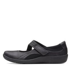 Clarks 女式 玛丽珍平底鞋 sillian bella 26121457 玛丽珍平底鞋 轻便 Sillian Bella Black 8 Wide