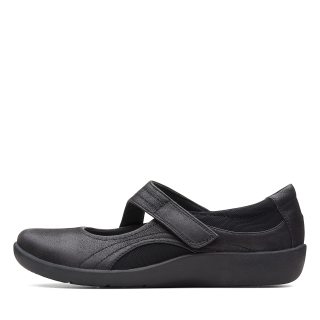 Clarks 女式 玛丽珍平底鞋 sillian bella 26121457 玛丽珍平底鞋 轻便 Sillian Bella Black 8 Wide