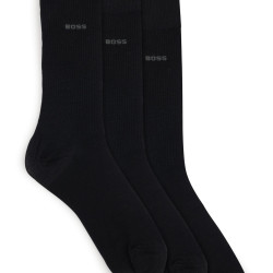 HUGO BOSS 男士 3P RS Uni CC 中小腿弹力面料袜子 三件装,-001 黑色,39-42