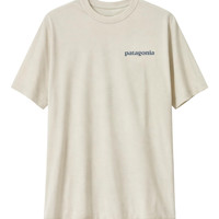 Patagonia 男式 M 码帽酷炫日常衬衫 - 沙滩裤标志 T 恤带印花, Dyno White