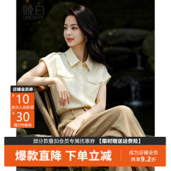 晚白 2026年夏款淡人感高知通勤翻领上衣亲肤小飞袖冰丝衬衫女 杏色 S
