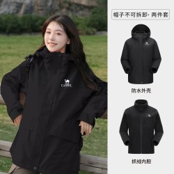 骆驼 户外岩野山系冲锋衣男女同款三合一外套抓绒内胆秋冬登山服