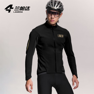 LAMEDA 0~10°秋冬季骑行服男公路车抓绒防风保暖自行车长袖套装外套随风 防风抓绒外套-黑色 L