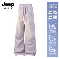JEEP SPIRIT 吉普运动裤女款2026新款秋防泼水冲锋裤轻薄休闲裤 浅粉 S