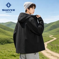 诗米克（simyke）青少年秋季男女夹克山系户外风衣外套 幻影黑   XL 175/92A