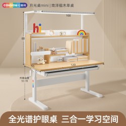 七色花 儿童学习桌家用升降实木书桌大路灯小学生写字课桌椅套装