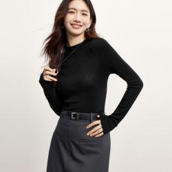 伊芙丽 半高领全成型针织长袖女秋款打底衫