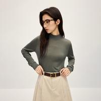 欧时力 秋装进口100%美丽诺羊毛半高领毛衣女
