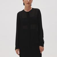 LESS 江南布衣女装丨夏款时尚长袖圆领丝绸衬衣女