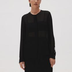 LESS 江南布衣女装丨夏款时尚长袖圆领丝绸衬衣女
