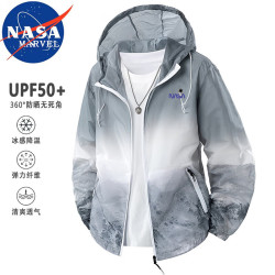 NASA MARVEL 防晒衣男夏季轻薄夹克防晒服情侣款冰感速干皮肤衣 灰蓝  XL