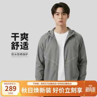 NIKE 男子防泼水运动休闲夹克外套 速干防晒 皮肤衣IF2370-084灰XL