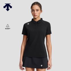 迪桑特 WOMEN’S TRAINING系列女士吸湿速干短袖POLO衫 BK-黑色 S (160/80A)