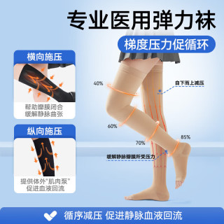ZHENDE 医用静脉曲张弹力袜 一级预防型 短筒露趾 10A抗菌