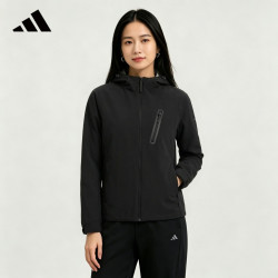 adidas 外套女秋季运动跑步户外保暖三合一运动服 黑色 M