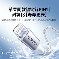 绿联 MFi认证 苹果PD20W快充充电线适用苹果14/13