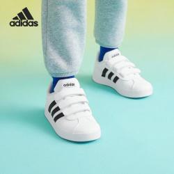 adidas 童鞋春秋低帮板鞋中大童魔术贴休闲鞋运动鞋