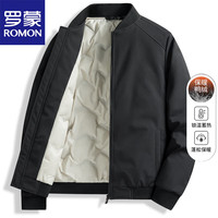 罗蒙 羽绒服秋冬加厚棒球服短款商务宽松冬装抗寒保暖外套 黑色 L