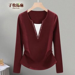 子牧棉麻 女士长袖打底衫
