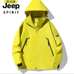 JEEP SPIRIT 冲锋衣女2026新款秋冬三合一可拆卸户外防风小个子登山连帽外套 荧光绿 M （115-130）