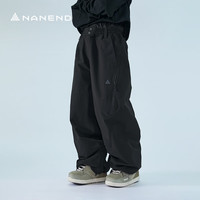 NANDN 单板滑雪裤女3L全压胶雪地裤防水耐磨加绒男款雪裤 黑色 M