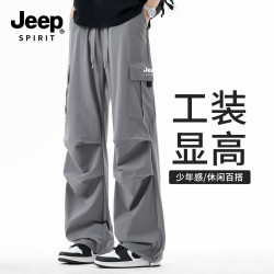 JEEP SPIRIT 男女同款凉感工装裤夏季宽松直筒透气休闲裤2515 深灰    XL