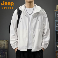 JEEP SPIRIT 防晒衣男士夏季薄款宽松凉感速干纯色上衣新款皮肤衣 F020白色 XL
