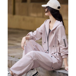 尚静 轻户外运动套装女2026年秋新女装连帽外套内衬工装阔腿裤三件套女