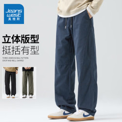 真维斯（Jeanswest）复古纯棉男士工装裤2026秋季宽松舒适百搭直筒休闲长裤子男