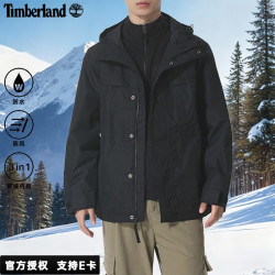 Timberland 冲锋衣三合一男秋季新款户外登山夹克保暖抓绒外套A696H 黑色/A6N