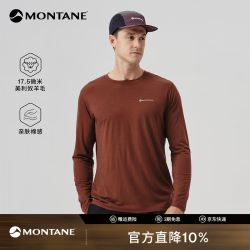MONTANE 户外长袖T恤男Metis美利奴细羊毛吸湿排汗透气亲肤 栗壳棕 XL