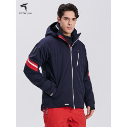 TITTALLON 户外专业双板滑雪服男防风防水保暖透湿滑雪衣 藏青色0100