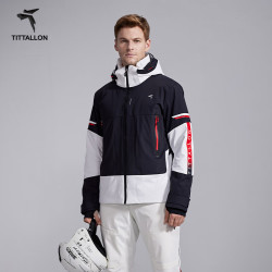 TITTALLON 双板专业滑雪服男 四向弹力防风防水保暖透气滑雪外套 黑色上衣 L