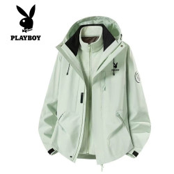 PLAYBOY 三合一冲锋衣夹克冬季加绒加厚防风衣宽松可拆卸内胆外套男团