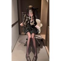 大菀家秋季日系jk制服假两件衬衫收腰连衣裙显瘦安全短裤女两件套套装 日系格子连衣裙+打底短裤 套装 M