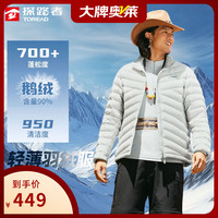 探路者 羽绒服轻薄鹅绒服男秋冬超轻户外防风保暖休闲内胆短款防寒外套女 山影灰-