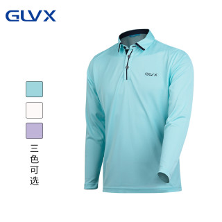 GLVX 高尔夫服装男装长袖POLO衫休闲衣服男士上衣户外运动弹力球衣 B1蓝色 XL