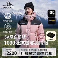 伯希和 P系列1000蓬羽绒服男女冬季加厚鹅绒服保暖连帽棉衣外套 胭脂粉【男