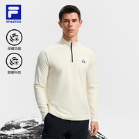 FILA 加绒卫衣男士长袖户外运动半拉链抓绒上衣