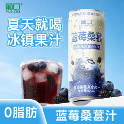 葡口 中秋臻选 蓝莓桑葚汁 0脂肪解腻饮料 复合果汁 320ml*15罐