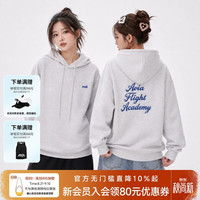 AVIA 爱威亚复古运动连帽卫衣秋冬季学院风情侣上衣 白花灰 2XL