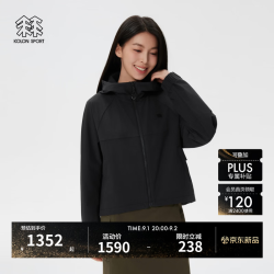 KOLON SPORT 户外软壳夹克 女士透湿防泼水防风轻薄外套 LKJK6ST694-BK 黑色 M 165/88A