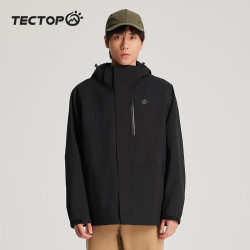 探拓 冲锋衣三合一加厚防寒保暖户外登山服 云墨黑 M